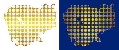 Altın noktalı Kamboçya Haritası