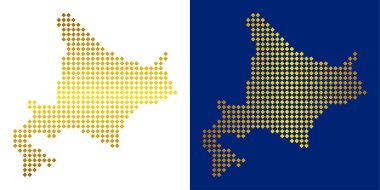 Golden soyut Hokkaido Adası Haritası