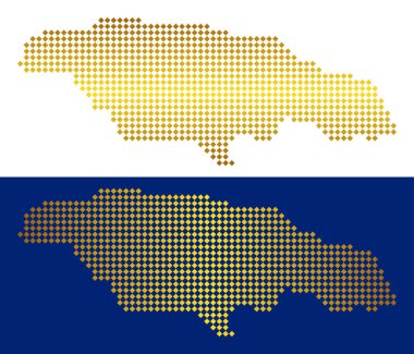 Altın noktalı Jamaika haritası