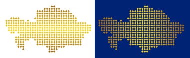 Altın noktalı Kazakistan Haritası