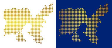 Altın rhombic Limnos Yunan Adası Haritası. Yatay ve dikey gradyanlar ile parlak renklerde vektör bölge eşleştirir. Limnos Yunan Adası Haritası soyut kompozisyon rhombus piksel olarak tasarlanmış.