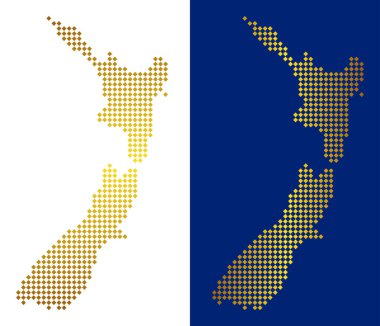 Altın soyut Yeni Zelanda Haritası