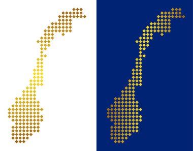 Altın noktalı Norveç Haritası