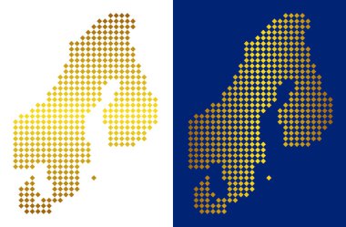 Altın noktalı Scandinavia harita