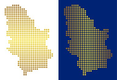 Altın noktalı Sırbistan harita