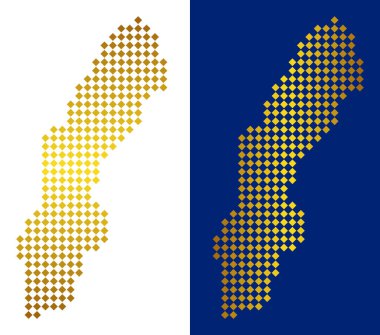 Altın noktalı İsveç harita