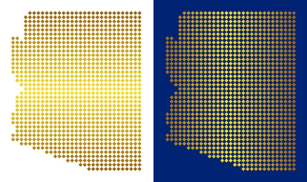 Złote kropkowane stanu Arizona mapy — Wektor stockowy