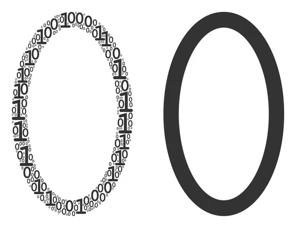Контур Эллипс Коллаж двоичных цифр — стоковый вектор