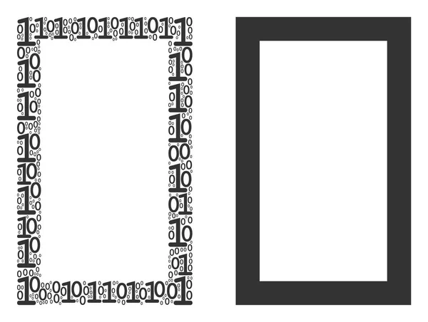 Contour rechthoek samenstelling van binaire cijfers — Stockvector