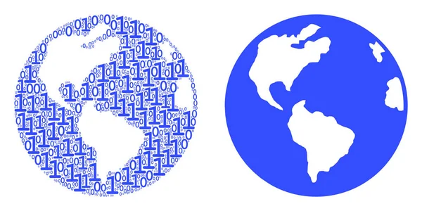 Composição da Terra de dígitos binários —  Vetores de Stock