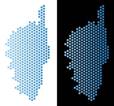 Korsika Fransa Adası harita altıgen karo mozaik