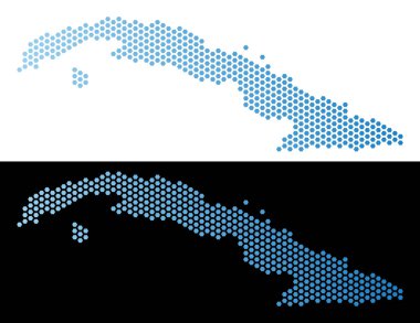 Küba Haritası altıgen soyutlama