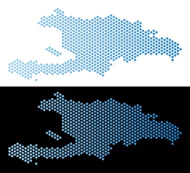 Haiti ve Dominik Cumhuriyeti harita altıgen şeması
