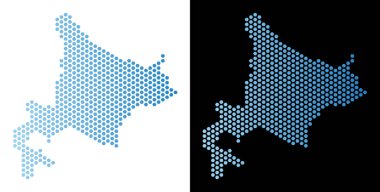 Hokkaido Adası harita altıgen soyutlama