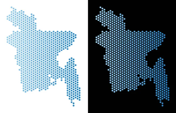 Bangladesh Mapa Honeycomb Abstração — Vetor de Stock