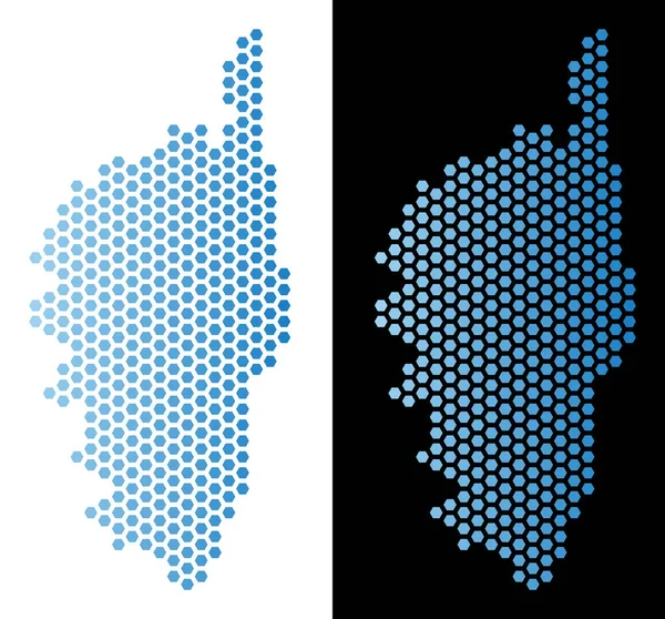コルシカ島のフランスの島地図六角タイル モザイク — ストックベクタ