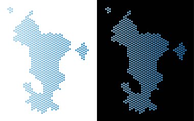 Mayotte Adası harita Altıgen Karo düzeni