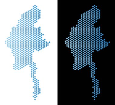 Myanmar Haritası Altıgen Karo soyutlama
