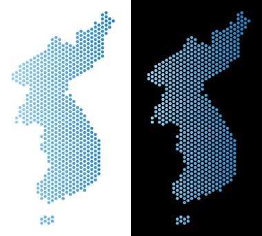 Kuzey ve Güney Kore harita altıgen soyutlama