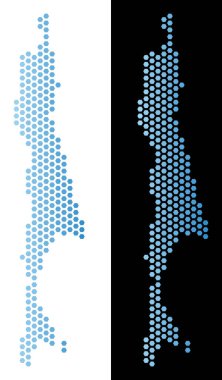 Sakhalin Adası harita altıgen mozaik