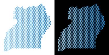 Uganda Haritası altıgen mozaik