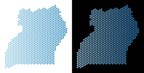 Uganda Haritası altıgen mozaik