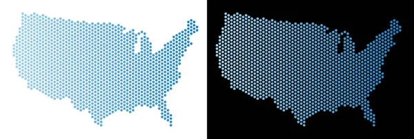 アメリカ地図六角タイル抽象化 — ストックベクタ