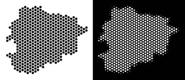 Andorra haritası altıgen mozaik