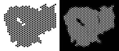 Kamboçya haritası altıgen karo mozaik