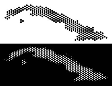 Küba Haritası altıgen soyutlama