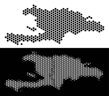 Haiti ve Dominik Cumhuriyeti harita altıgen mozaik