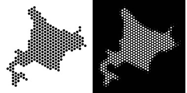 Hokkaido Adası harita altıgen soyutlama