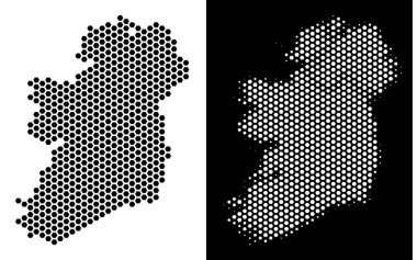 İrlanda ülkeler harita altıgen karo mozaik