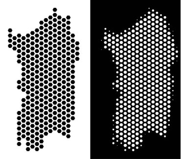 İtalyan Sardunya Adası harita altıgen karo mozaik