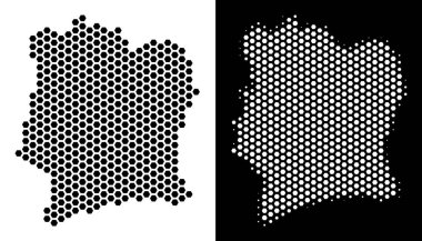 Fildişi Sahili haritası altıgen mozaik