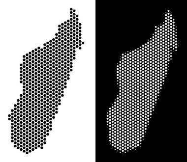 Madagaskar Adası harita altıgen soyutlama