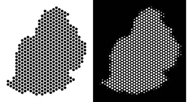 Mauritius Adası harita Hex-kiremit soyutlama