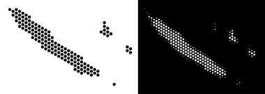 Altıgen mozaik Yeni Kaledonya Adaları Haritası