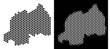 Ruanda Haritası altıgen soyutlama