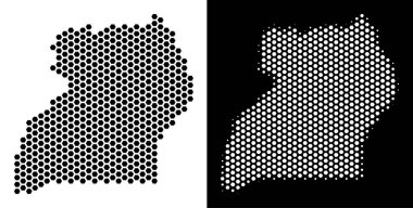 Uganda Haritası Altıgen Karo soyutlama