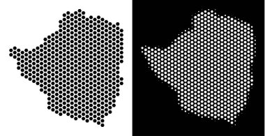 Zimbabve Haritası altıgen soyutlama