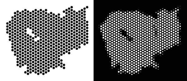 Kamboçya haritası altıgen karo mozaik