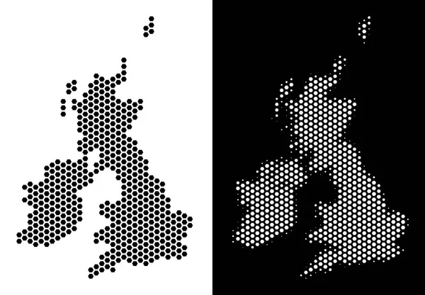 Grande-Bretagne et Irlande Carte Hexagon Scheme — Image vectorielle