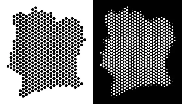 Fildişi Sahili haritası altıgen mozaik