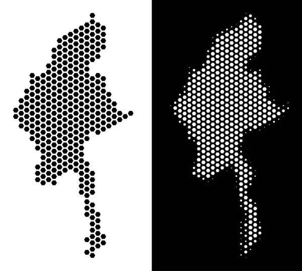 Myanmar Haritası altıgen karo mozaik