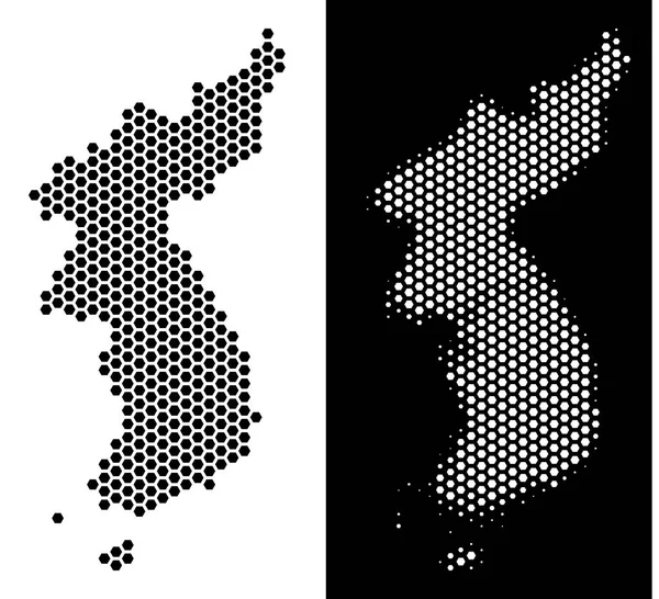 Kuzey ve Güney Kore harita altıgen soyutlama