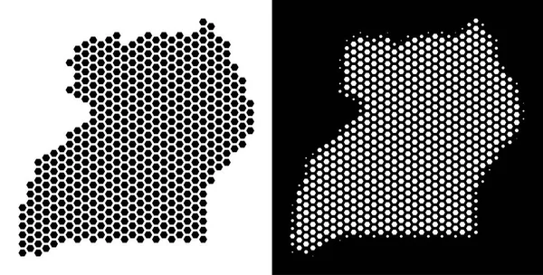 Uganda Haritası Altıgen Karo soyutlama