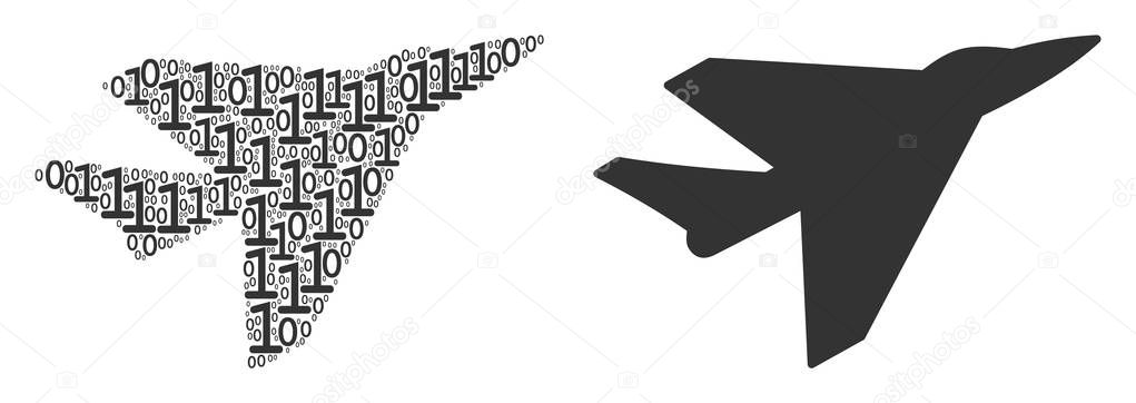 Airplane Intercepter Collage of Binary Digits