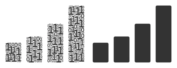 Collage gráfico de barras de dígitos binarios — Archivo Imágenes Vectoriales