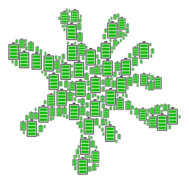 Spot elektrik pil simgelerinin mozaiği